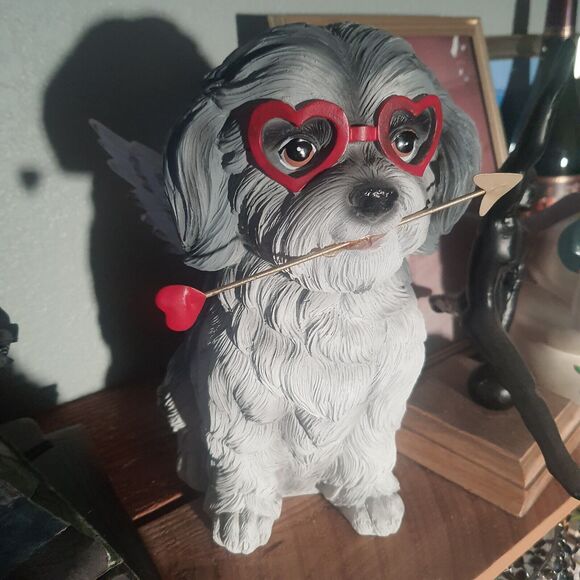 Valentines Day Cupid 10" Dog Shitzu Figurine Love Dan Dee Shelf Decor - Picture 2 of 7
